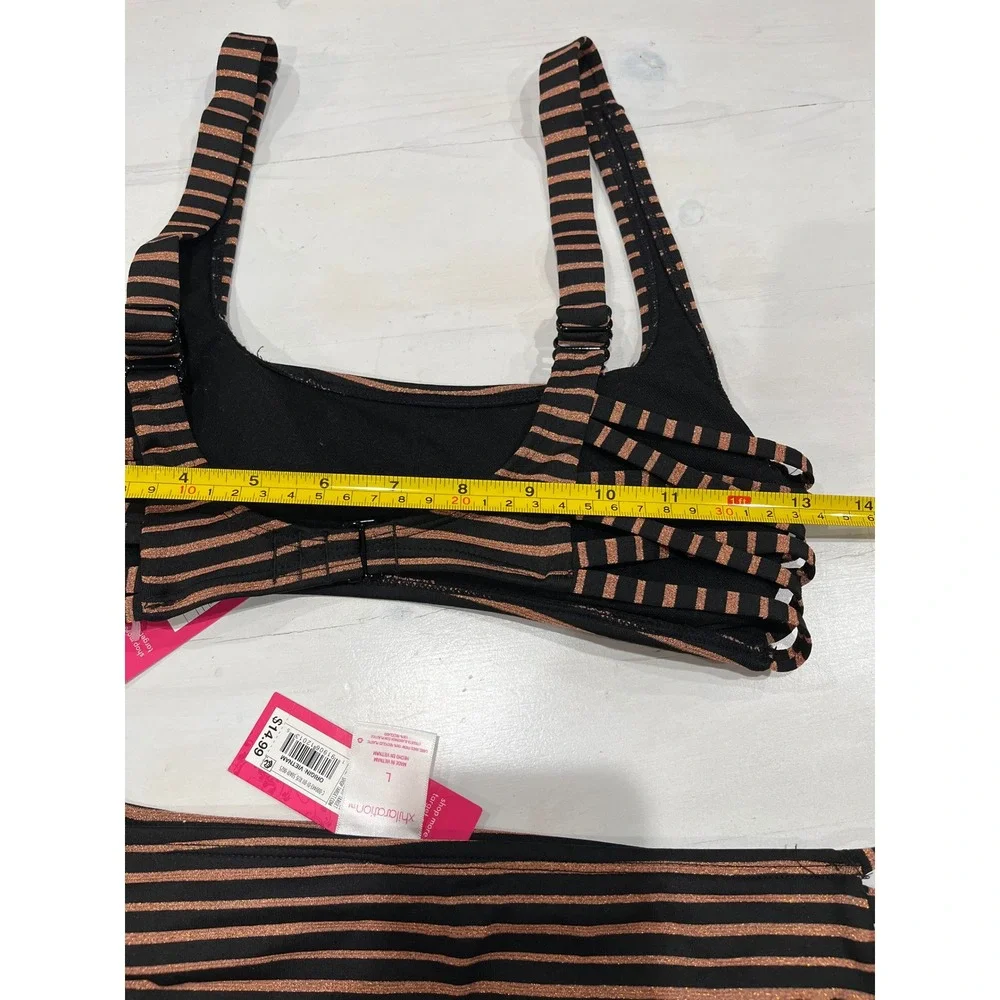 NEW Xhilaration Striped Bikini Set 2 Piece Swimsuit Beach Top‎ M Bottom L - Picture 6 of 6
